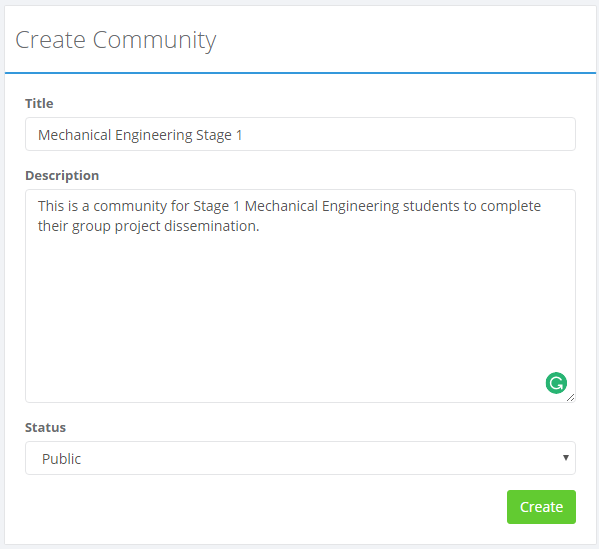Adding a community